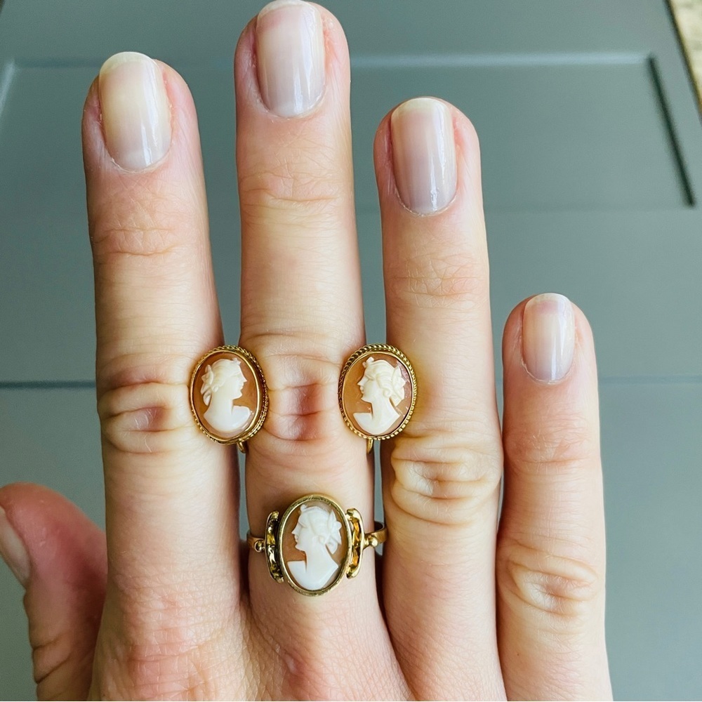 Vintage 14k Gold Carved Shell Cameo Ring - Picture 8 of 10